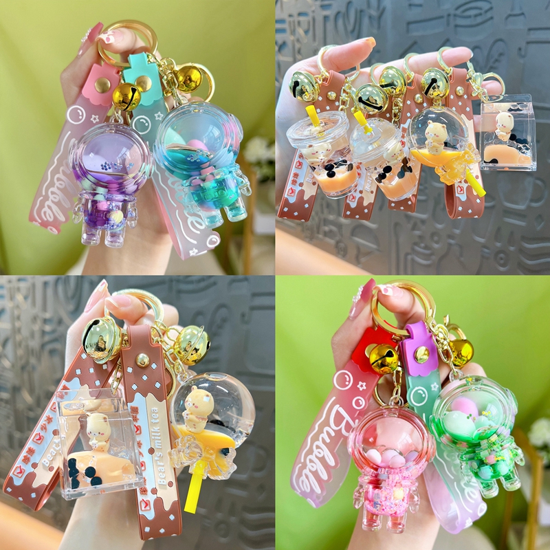 in stock design liquid keychain 